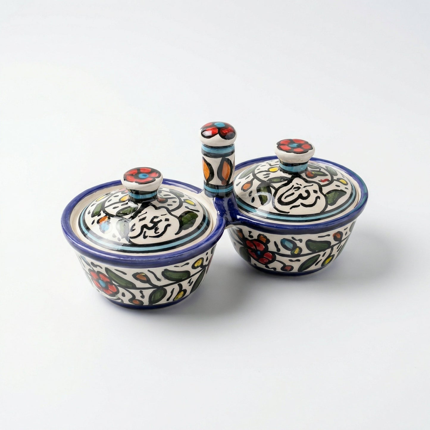 Zait & Zaatar (Olive Oil & Thyme) Double Dish Ceramic | Handmade by Palestinian Artisans