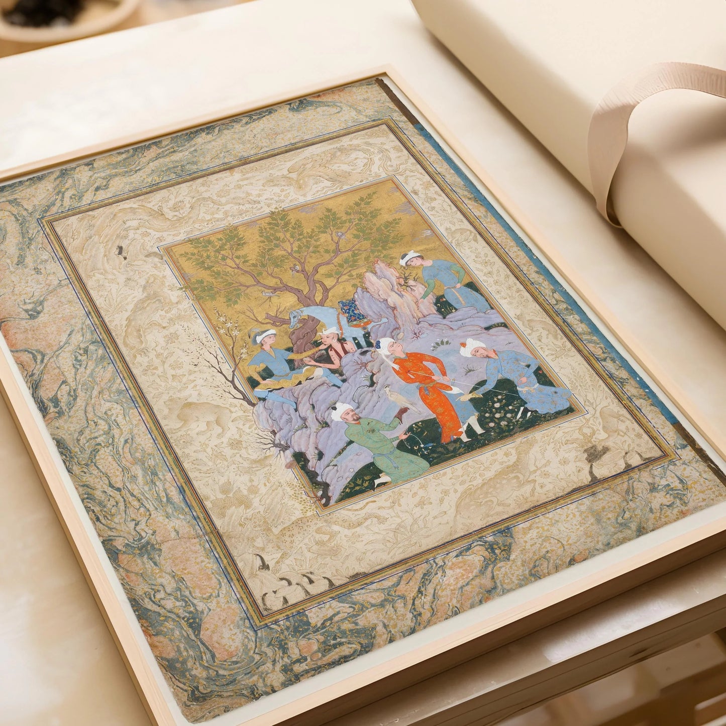 Persian Miniature Art Print: Princely Hawking Party Giclee