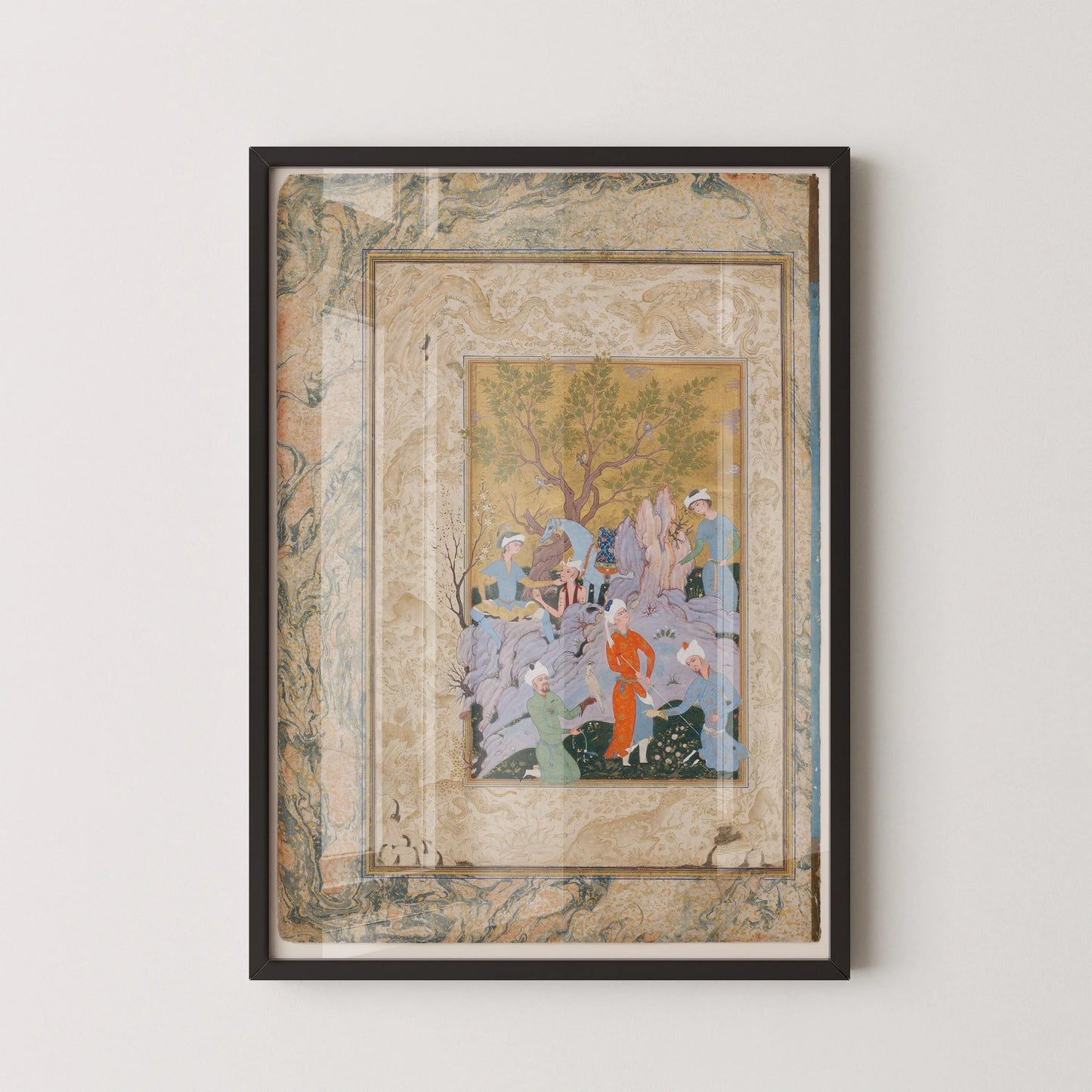 Persian Miniature Art Print: Princely Hawking Party Giclee