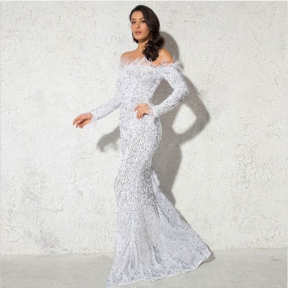 Off shoulder sequins Mermaid Formal Party dress