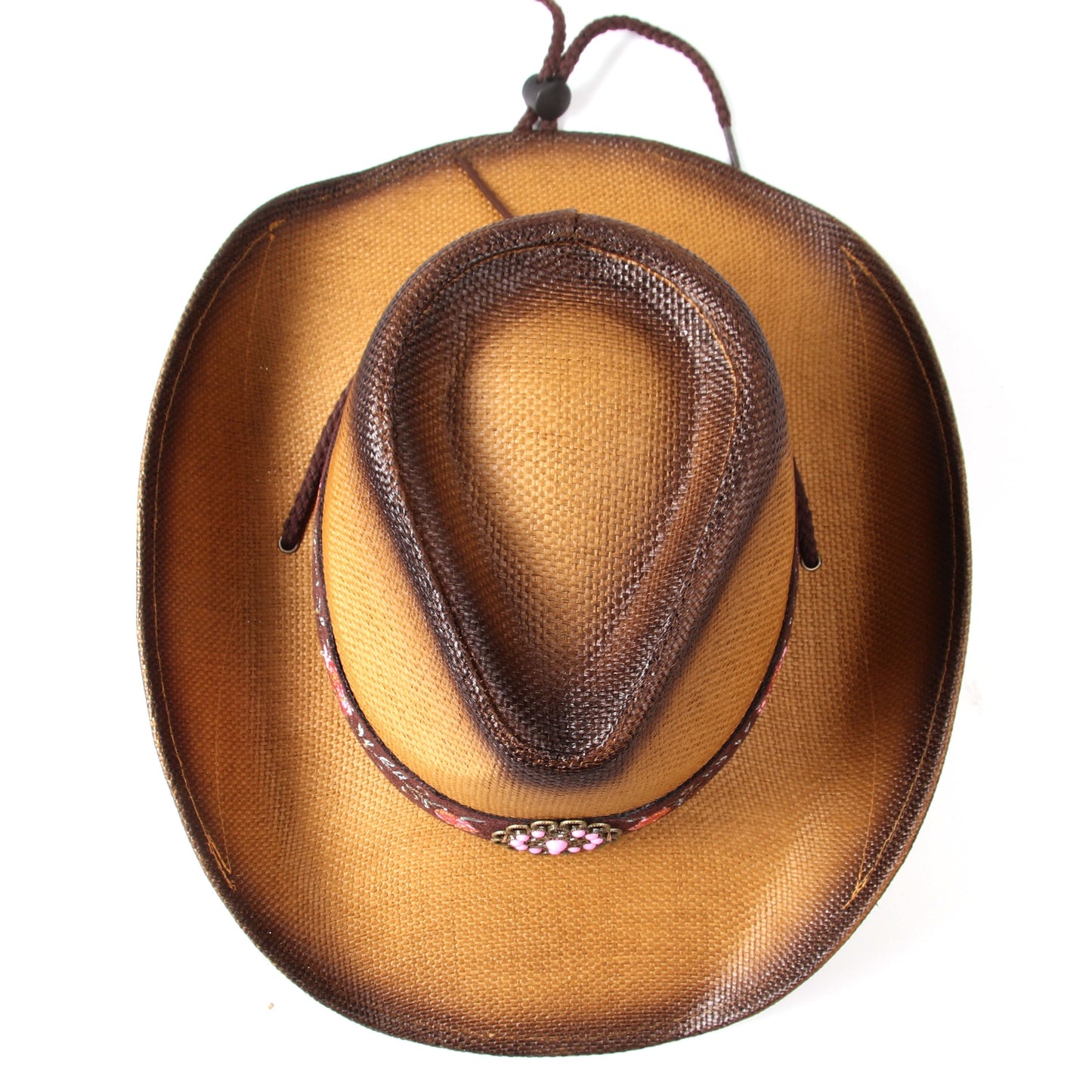 [Elegant Western Cowboy Hat] Natural Straw Western Cowboy Hat - Elegant Women's with Floral Embroidery, Sun Protection, Adjustable Drawstring, Perfect for Summer Outdoor Adventures