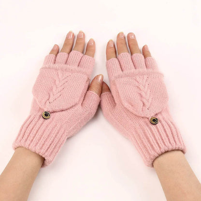 Wool Fingerless Gloves Women's Warm Fashionable Knitted Half Finger Oversleeves