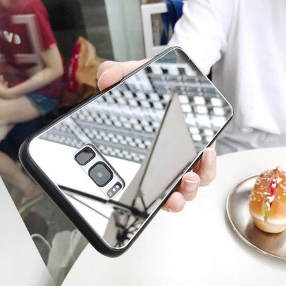 Tempered Glass Mirror Phone Case for Samsung Makeup mirror for Women