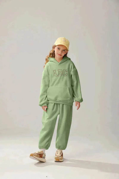 Children  Unisex Sports Brushed Hoody Trousers Suit Unisex Hoodie two piece for kids