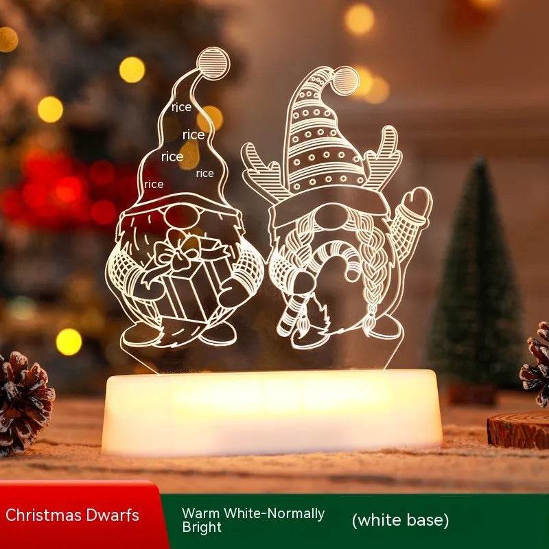 Décoration de Noël Lampe 3D Acrylique LED Veilleuses Nouvel An Saint-Valentin Cadeau de Noël pour Enfants Ornements de Noël
