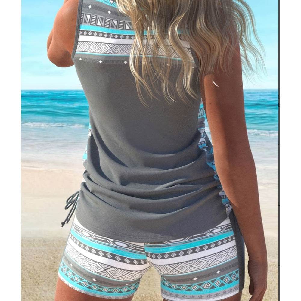 Ensemble de maillot de bain tankini fendu pour femme, grand style sportif conservateur à bretelles larges