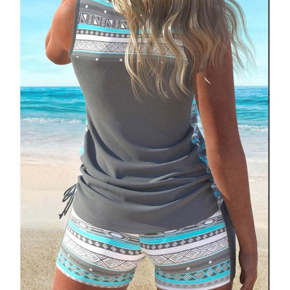 Ensemble de maillot de bain tankini fendu pour femme, grand style sportif conservateur à bretelles larges