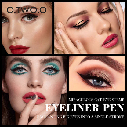 O.TWO.O Eyeliner Stamp Black Liquid Eyeliner Pen Waterproof Fast Dry Double-Ended Eye Liner Pencil Make-Up for Women Cosmetics