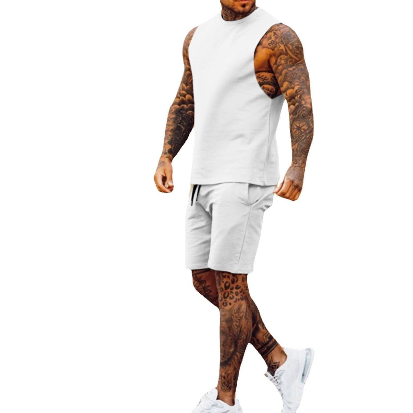 Men Summer 2pcs Sleeveless Athleisure wear Short Outfit set