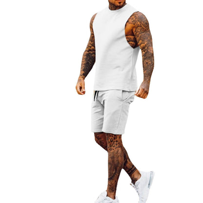 Men Summer 2pcs Sleeveless Athleisure wear Short Outfit set