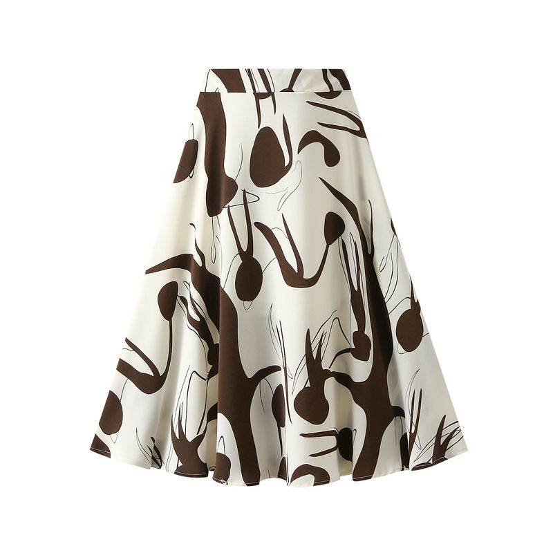 Summer New High Waist High-end Figure Flattering A- Line Flared Vintage Midi Skirt