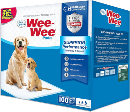 Alèses absorbantes Wee-Wee pour chiens, 100 unités, Original (Chiot) : 22,5" X 23"