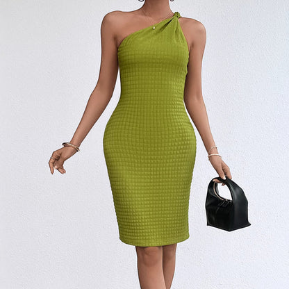 Women’s Off-Shoulder Slant-Neck Slim-Fit Dress – Elegant Bodycon Party & Evening Dress