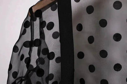 Middle East Apparel Women's Cross-border Polka Dot Perspective Cardigan Long Shawl Open Front Abaya Kimono Abaya for Dubai Turkey Women Two piece