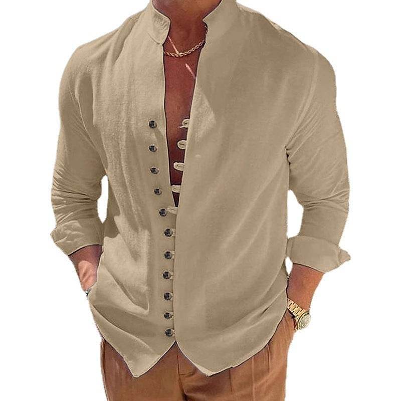 Cotton And Linen Casual Loose Long Sleeve Shirt men