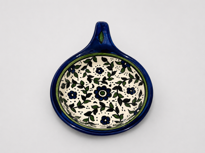 Handmade Ceramic Serving Pan 5 Inch Appetizer & Snack Dish Multiple Floral & Blue Rose Designs