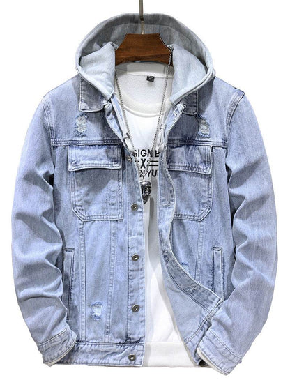 Men's Jacket Detachable Hooded Denim Jacket Men Jeans