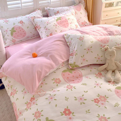 Duvet Cover Set Strawberry Print Bedding For Home Bedroom Decor Microfiber Quilt Cover Gifts Twin Full Queen King Size