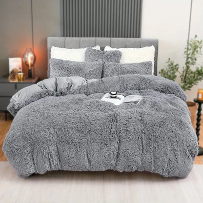 4PCs Plush Duvet Cover Set Luxury Ultra Soft Velvet Duvet
