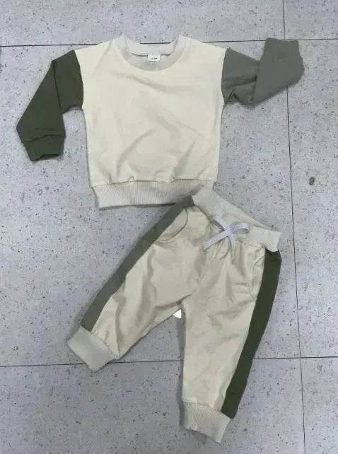 Two piece for boys Color Matching Long-sleeve Sweater Set