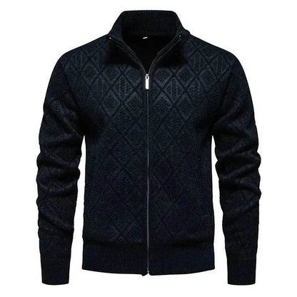 2025 Fall Winter Men Fleece-lined Thick Stand Collar Sweater Cardigan for men