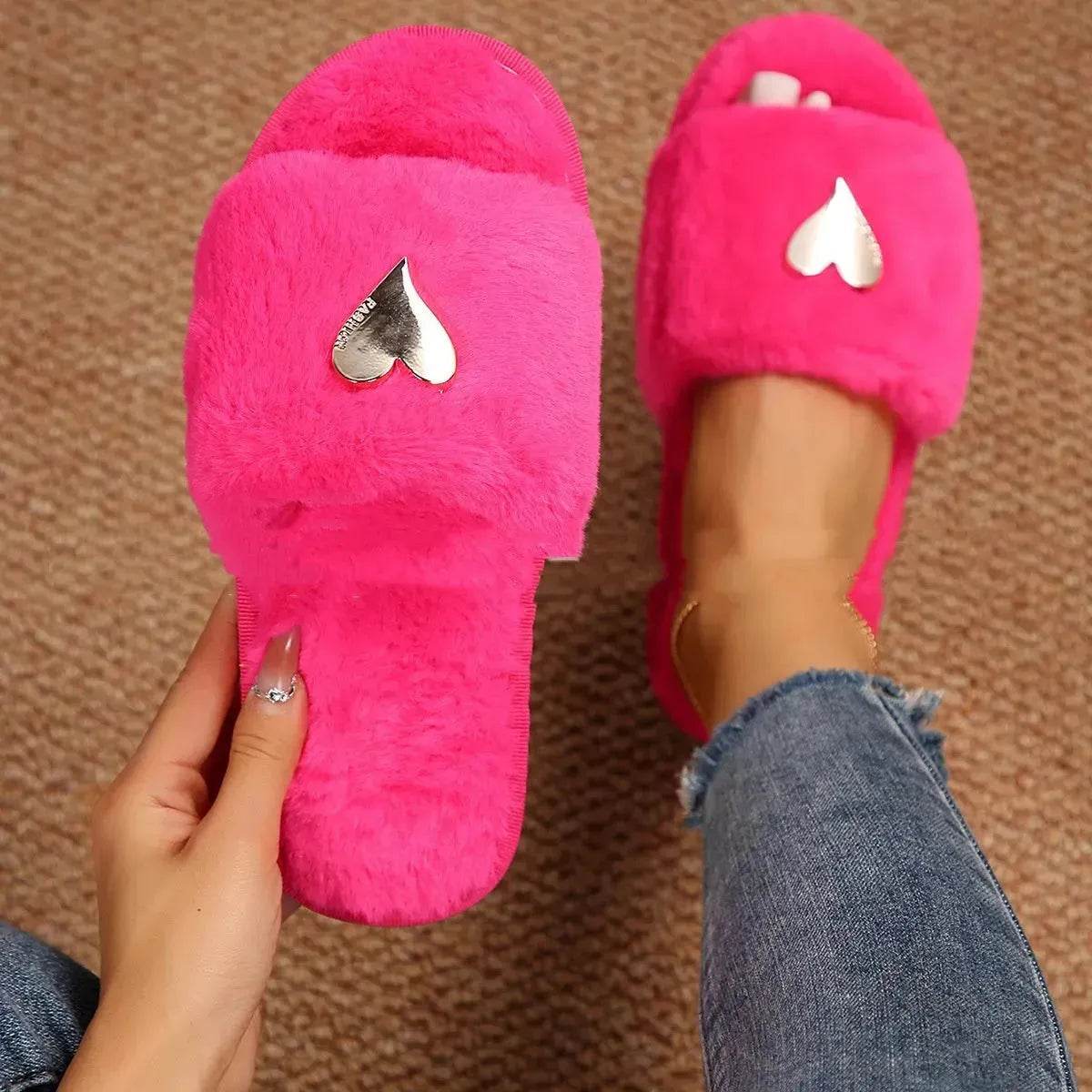Chaussons moelleux d'hiver, chauds, en fourrure, pour femmes, chaussures en peluche, pantoufles d'intérieur, tongs rembourrées en polaire pour le salon et la chambre.