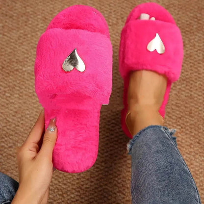 Chaussons moelleux d'hiver, chauds, en fourrure, pour femmes, chaussures en peluche, pantoufles d'intérieur, tongs rembourrées en polaire pour le salon et la chambre.