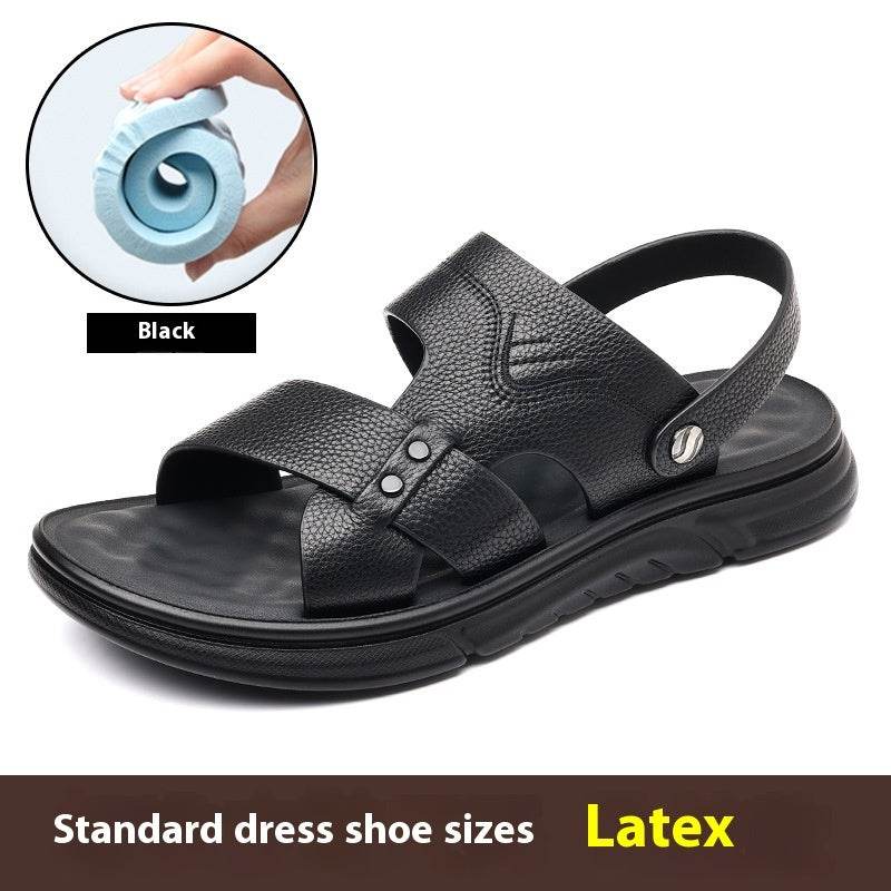 Men’s Breathable Genuine Leather Beach Shoes – Soft Sole Casual Loafers for Middle-Aged & Seniors