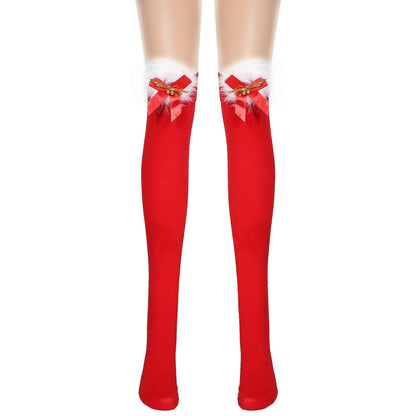 Thickened Women's Red Long Bow Christmas Stockings
