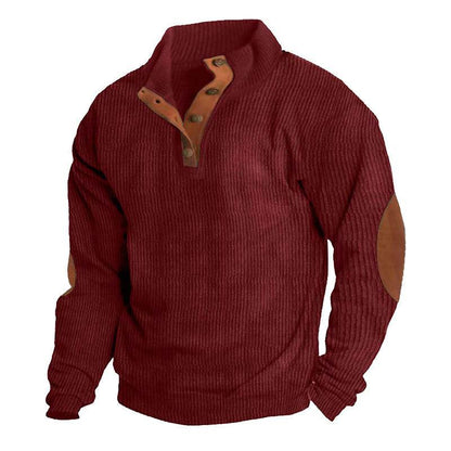 Corduroy Casual Stand Collar Long-sleeved Sweater men