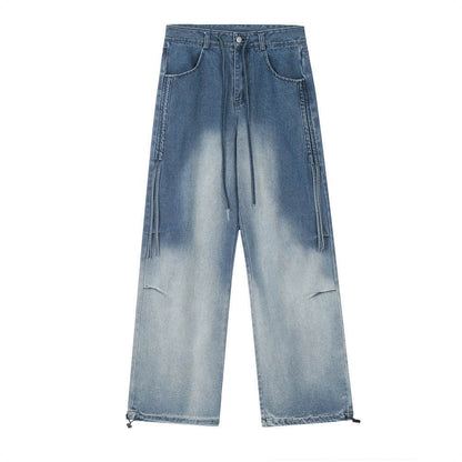 Gradient Tie-dye Straight-leg Denim Trousers Men Jeans