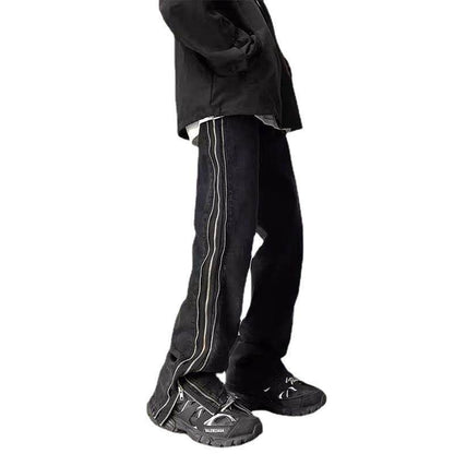 American Zippered Denim Straight Trousers For Men Jeans