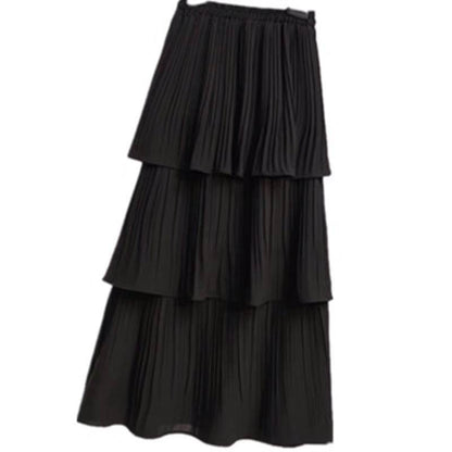 Women's Spring And Summer Chiffon layered Midi maxi Skirt