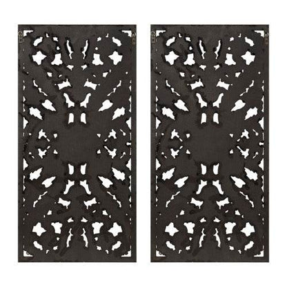 Distressed Carved Wood 2-piece Wall Decor Set