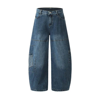Jean ample unisexe avec poche vintage à rayures et coutures de machette de style américain