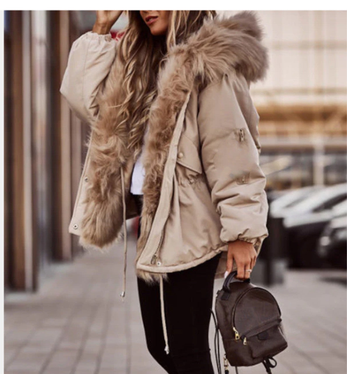 Ladies New Fur Collar Parka Cotton-Padded Jacket
