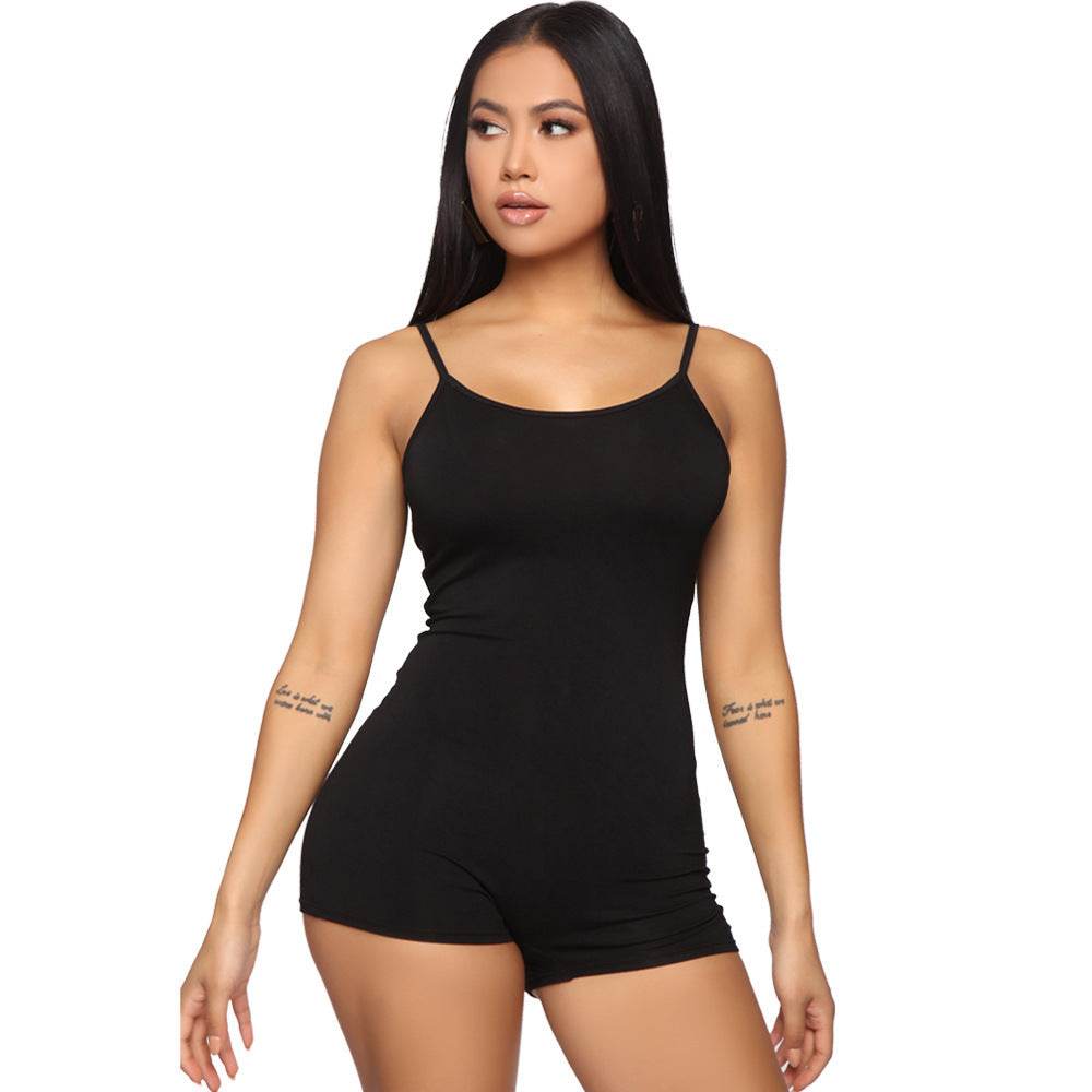Women's One piece Athleisure wear Sleeveless Suspender Workout Yoga Short Jumpsuit