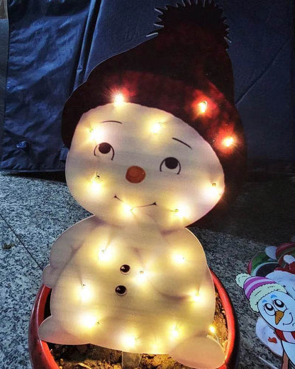 Christmas Scene Decoration With LED Lights Christmas Snowman Ornaments