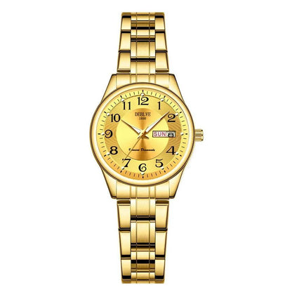 Ultra-Thin Stainless Steel Strap Watch, Double Calendar, Luminous, Waterproof