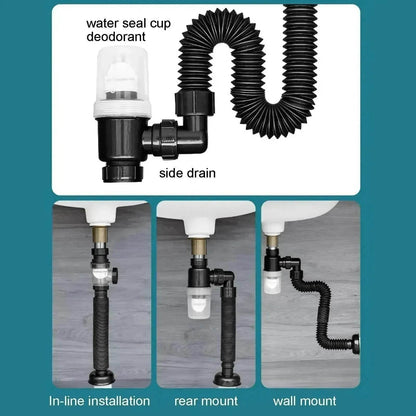 Ensemble de tuyaux d'évacuation rétractables pour évier de cuisine et salle de bain universel, tuyau d'évacuation des eaux usées, égouttoir de lavabo, raccords de plomberie.