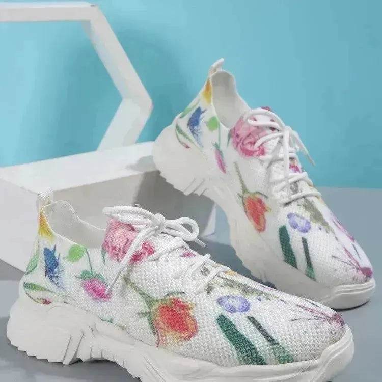 Chaussures de course pour femmes Flower Sports Baskets plates tendance