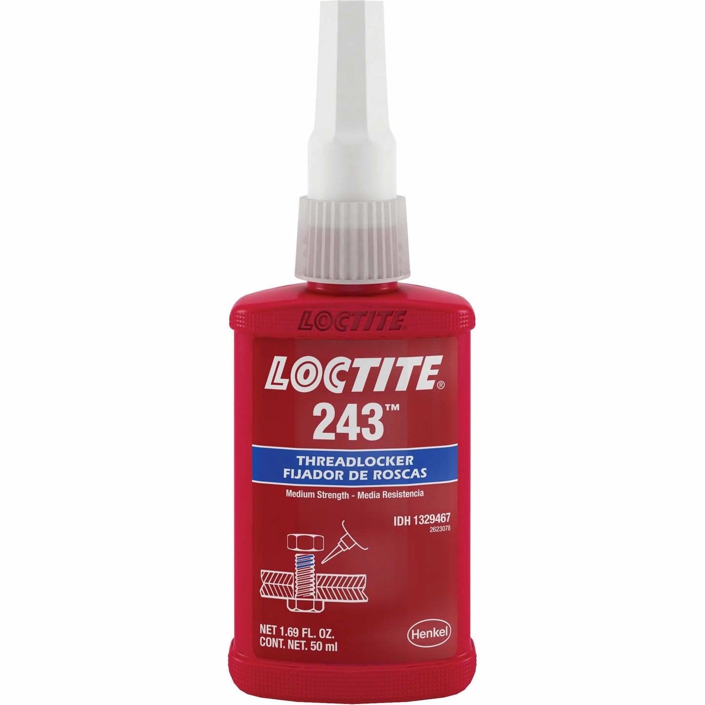 Threadlocker 243 Oil Tolerant, Blue, Medium, 50 ml, Bottle