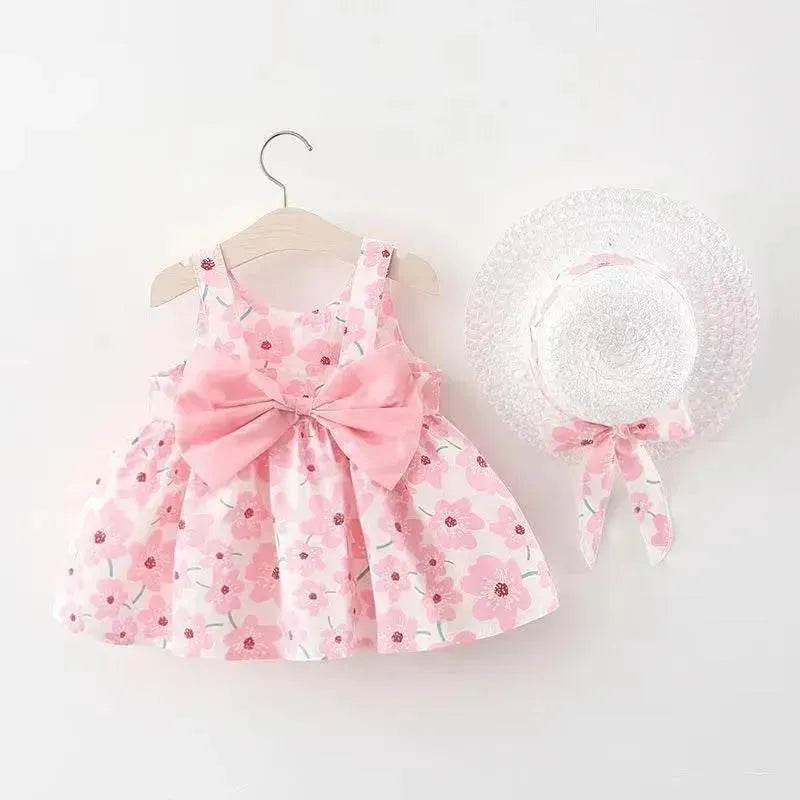 Casual Newborn Baby girl Printed Bow Princess Dress