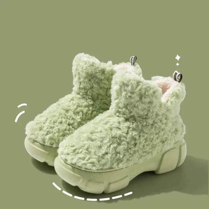 Bottes d'hiver en cachemire et neige avec plateforme de 6 cm, chaudes, en velours, chaussures montantes en coton polaire, pour femmes, en extérieur, intérieur, chaussures en peluche.