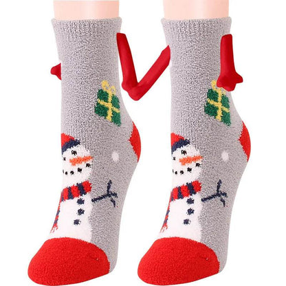 Soft Carton Christmas-themed Fleece Winter Home socks for Women