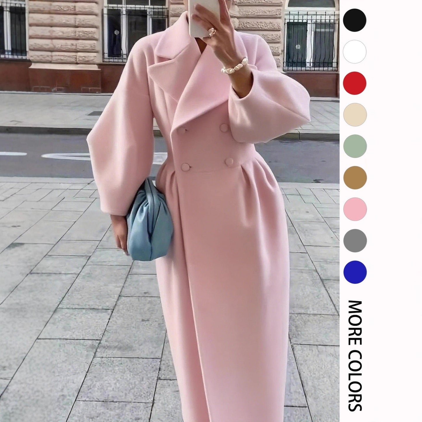 Women’s Vintage Lantern Sleeve Jacket – Oversized Lapel Collar Elegant Casual Coat