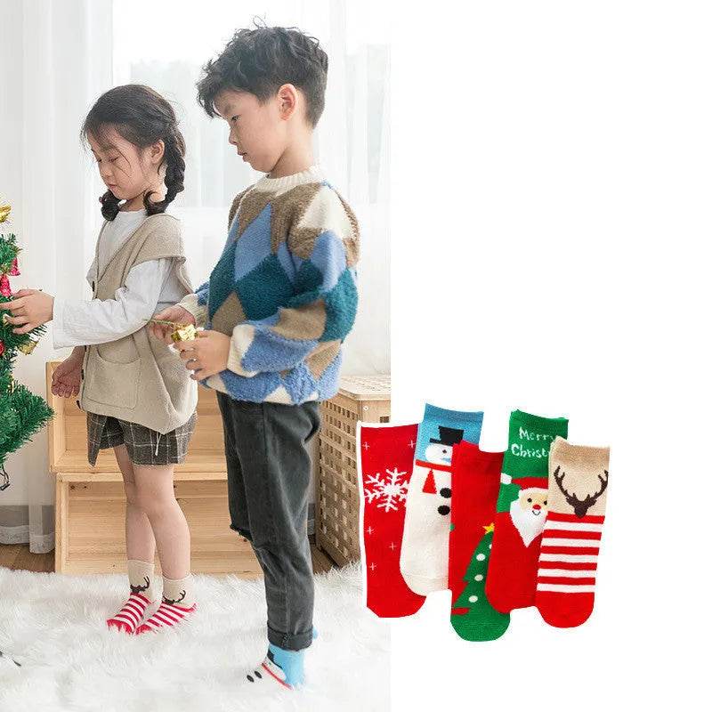 Chaussettes de Noël simples mi-mollet pour enfants