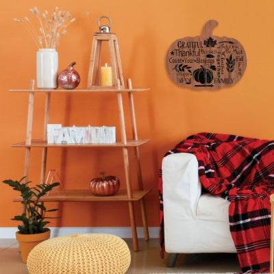 Grateful By Artisan Linda Spivey Printed On Wooden Pumpkin Wall Art