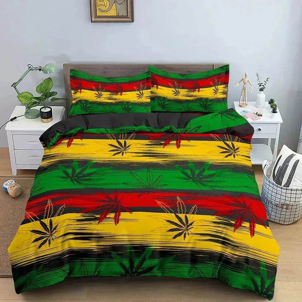 Parure de lit Feuille de Cannabis Psychédélique Colorée