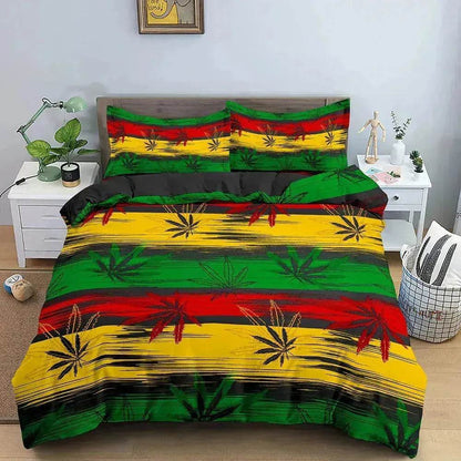 Parure de lit Feuille de Cannabis Psychédélique Colorée